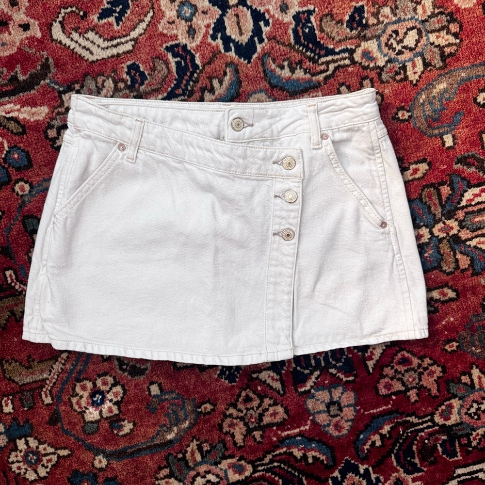 Free People White Denim Mini Skirt